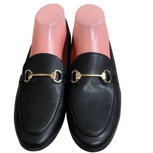 HM Womens Black Horsebit Loafers Gold Hardware Slip On Flats EU 39 US 8 euc